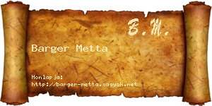 Barger Metta névjegykártya